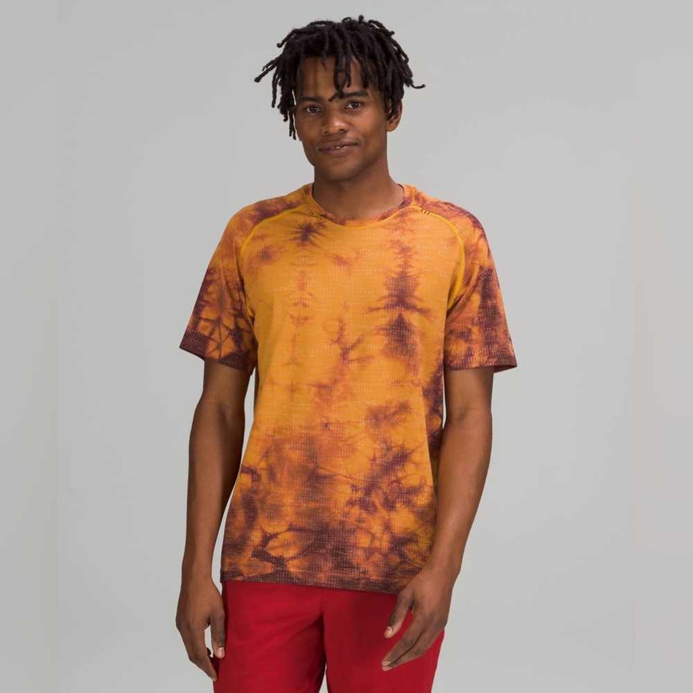 lululemon athletica Yellow & Burgundy Tie-Dye Short Sleeve Tee